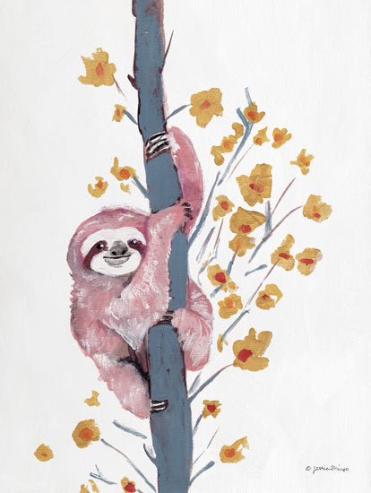 Jessica Mingo JM397 - JM397 - Pink Sloth I - 12x18 Sloth, Tree, Animals from Penny Lane