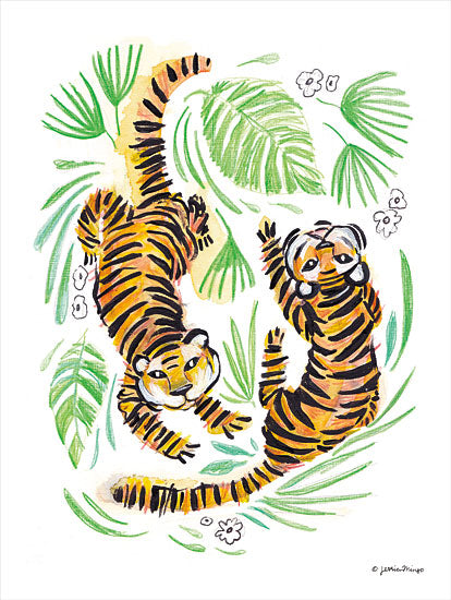 Jessica Mingo JM404 - JM404 - Playful Tigers - 12x16 Tigers, Abstract, Jungle, Leaves from Penny Lane