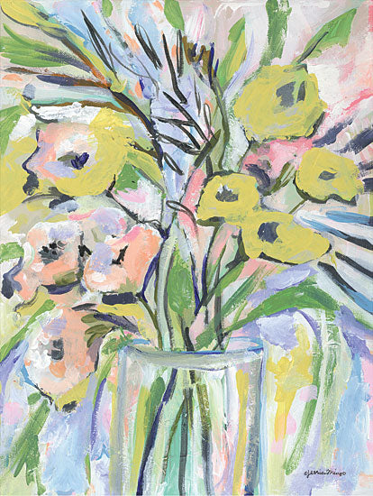 Jessica Mingo JM419 - JM419 - Floral Gold I - 12x16 Flowers, Yellow Flowers, Vase, Abstract, Bouquet, Blooms from Penny Lane