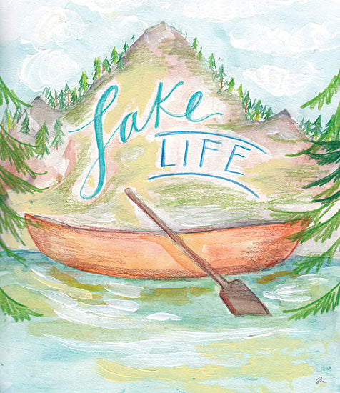 Jessica Mingo JM433 - JM433 - Lake Life - 12x16 Lake Life, Canoe, Lake Trees, Abstract, Signs from Penny Lane