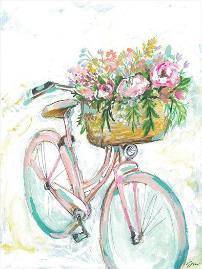 Jessica Mingo JM489 - JM489 - Bicycle with Flower Basket - 12x16 Bicycle, Bike, Flowers, Basket, Abstract, Spring from Penny Lane