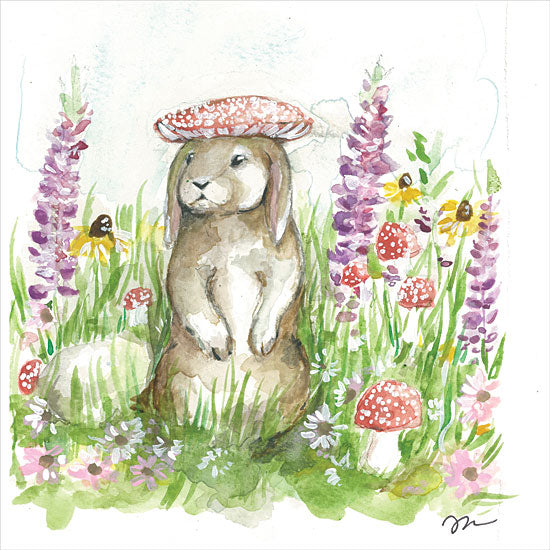 Jessica Mingo JM495 - JM495 - Mushroom Hat Bunny - 12x16 Rabbit, Bunny, Flowers, Mushrooms, Whimsical, Animals from Penny Lane