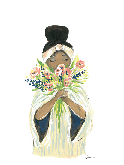Jessica Mingo JM501 - JM501 - Fragrant Flowers - 12x16 Woman, Figurative, Flowers, Black Art, Ethnic, Abstract from Penny Lane