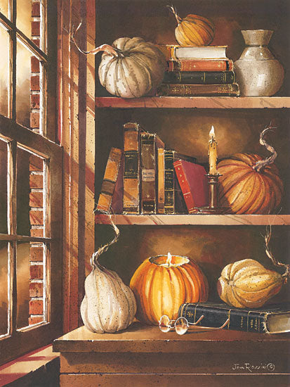 John Rossini JR312 - Autumn Remnants - Autumn, Pumpkins, Candle, Shelves, Window from Penny Lane Publishing