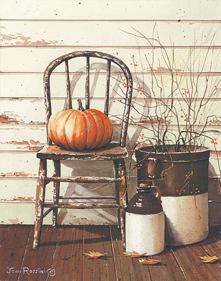 John Rossini JR347 - JR347 - Pumpkin & Chair - 12x16 Still Life, Fall, Pumpkin, Chair from Penny Lane