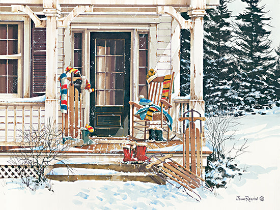 John Rossini JR370 - JR370 - It's a Snow Day - 16x12 Front Porch, Winter, Winter Gear, Rocking Chair, Snow from Penny Lane