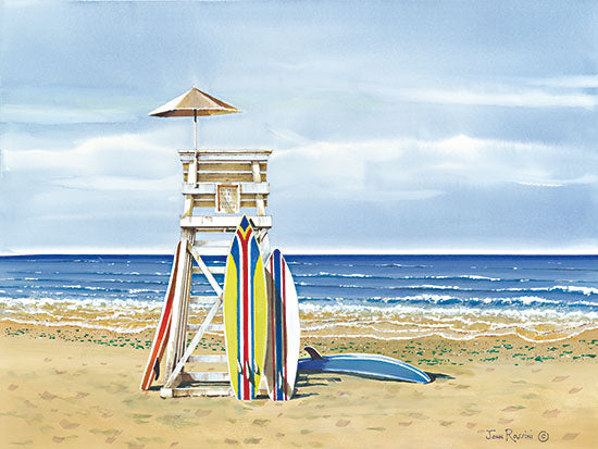 John Rossini JR391 - JR391 - Some Tasty Waves - 16x12 Coastal, Ocean, Lifeguard Chair, Surfboards, Surfing, Beach, Sand, Landscape, Waves from Penny Lane