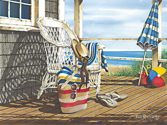 John Rossini JR398 - JR398 - Back from the Beach - 16x12 Coastal, Tropical, Beach, Front Porch, Beach Bag, Umbrella, Ocean, Beach House, Summer Home, Landscape, Summer, Leisure from Penny Lane