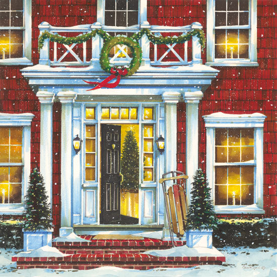 John Rossini JR401 - JR401 - Christmas Welcome - 12x12 Christmas, Holidays, Winter, House, Front Porch, Sled, Open Door, Christmas Decorations from Penny Lane