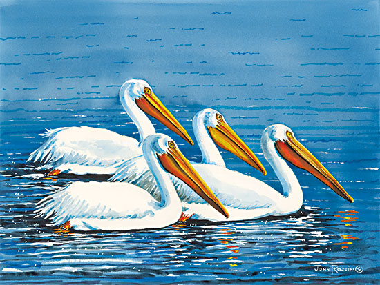 John Rossini JR404 - JR404 - Tight Formation - 16x12 Coastal, Birds, Pelicans, Formation, Lake, Landscape from Penny Lane