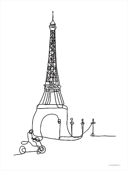 Kamdon Kreations KAM237 - KAM237 - Vespa Ride - 12x16 Vespa, Eiffel Tower, Line Drawing, Abstract, Europe, Paris, France, Travel from Penny Lane