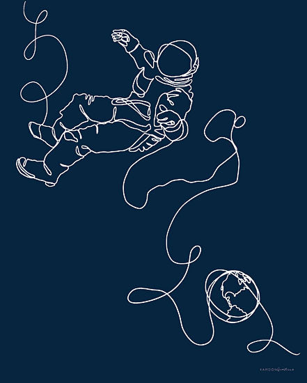 Kamdon Kreations KAM290 - KAM290 - Lines in Space 1     - 12x16 Abstract, Line Drawing, Figurative, Astronaut, Blue & White, Astronomy, Children from Penny Lane