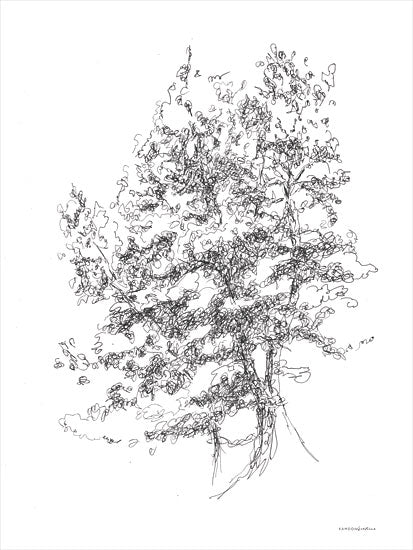 Kamdon Kreations KAM358 - KAM358 - Whispering Pines 2 - 12x16 Trees, Pine Trees, Abstract, Black & White, Drawing Print from Penny Lane