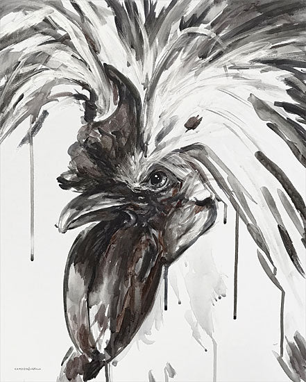 Kamdon Kreations KAM374 - KAM374 - Fierce - 12x16 Rooster, Farm Animal, Black & White from Penny Lane