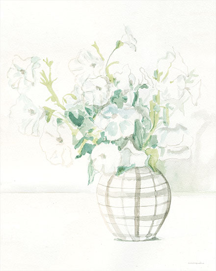 Kamdon Kreations KAM442 - KAM442 - Perfect Plaid Pot - 12x16 Abstract, Flowers, White Flowers, Plaid Vase, Neutral Palette, Bouquet, Blooms from Penny Lane