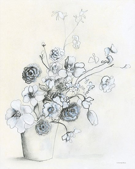Kamdon Kreations KAM444 - KAM444 - Sketch in the Potting Shed - 12x16 Abstract, Flowers, White Flowers, Potted Flowers, Neutral Palette, Blooms from Penny Lane