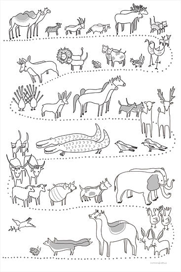 Kamdon Kreations KAM461 - KAM461 - They Came On In Twosies - 12x18 Noah's Ark, Animals, Religion, Black & White, Bird, Whimsical from Penny Lane