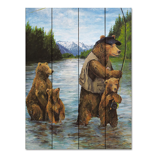 Kamdon Kreations KAM512PAL - KAM512PAL - Papa Bear - 12x16 Bears, Cubs, Father and Sons, Fishing, Lodge, Whimsical from Penny Lane