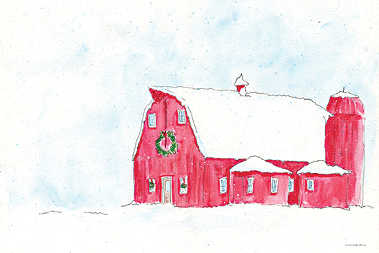 Kamdon Kreations KAM548 - KAM548 - Let's Get Snowed In - 18x12 Winter, Farm, Barn, Christmas, Abstract, Red Barn, Christmas Wreath from Penny Lane
