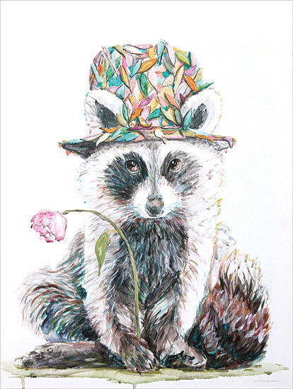 Kamdon Kreations KAM674 - KAM674 - Enchanted Raccoon - 12x16 Whimsical, Raccoon, Hat, Greenery, Drawing Print, Abstract, Flower from Penny Lane