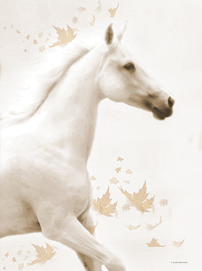 Kari Brooks KARI153 - KARI153 - Autumn Bella - 12x16 Horse, Photography, White Horse, White Mane, Leaves, Fall, Sideview from Penny Lane