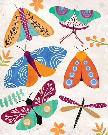 Katie Doucette KD107 - KD107 - Colorful Moths - 12x16 Moths, Dragonfly, Greenery, Colorful Moths, Patterns from Penny Lane
