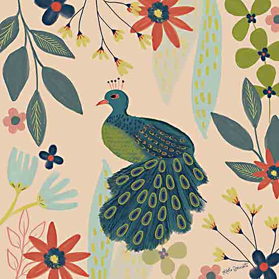 Katie Doucette KD136 - KD136 - Peacock - 12x12 Tropical, Peacock, Flowers, Leaves, Vines, Botanical from Penny Lane