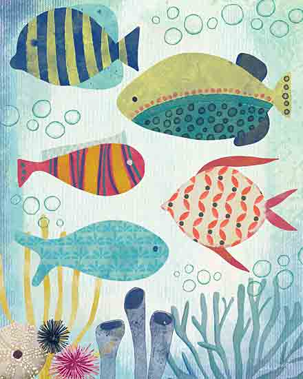 Katie Doucette KD137 - KD137 - Tropical Fish - 12x16 Coastal, Fish, Coral, Ocean, Sand Dollar, Bubbles, Patterns from Penny Lane