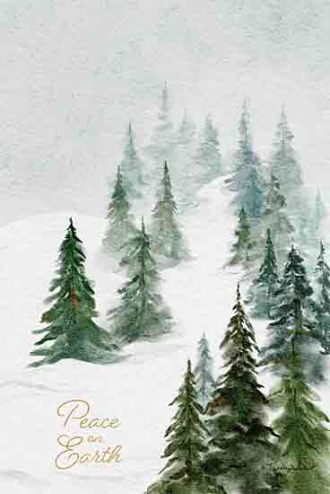 Kelley Talent KEL429 - KEL429 - Peace on Earth Pines - 12x18 Christmas, Holidays, Winter, Peace on Earth, Typography, Signs, Textual Art, Trees, Pine Trees, Christmas Trees, Hill, Snow, Landscape from Penny Lane