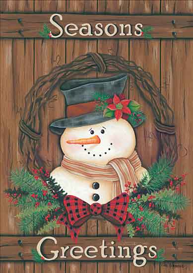 Lisa Kennedy KEN1083 - KEN1083 - Primitive Snowman Wreath - 12x18 Signs, Typography, Seasons Greetings, Snowman, Bow, Buffalo Plaid, Vine Wreath from Penny Lane
