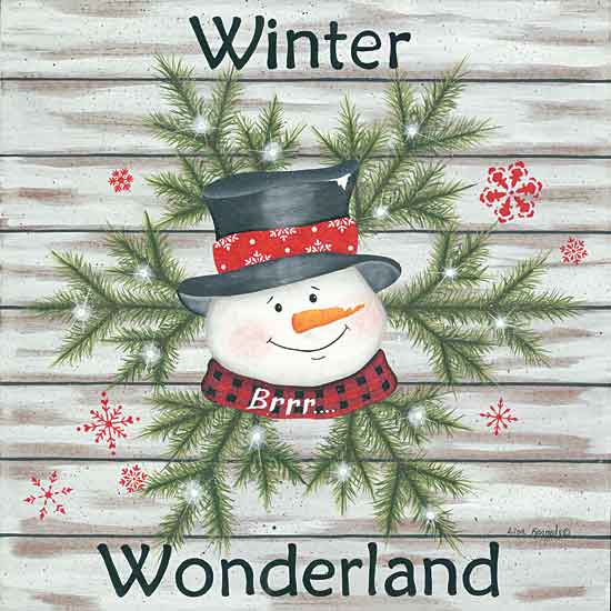 Lisa Kennedy KEN1086 - KEN1086 - Winter Snowflake - 12x12 Winter Wonderland, Snowman, Wood Background, Greenery, Pine Branches from Penny Lane