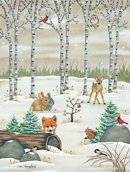 Lisa Kennedy KEN1101 - KEN1101 - Woodland Critters - 12x16 Winter, Trees, Fox, Squirrel, Birds, Cardinal, Owl, Deer from Penny Lane