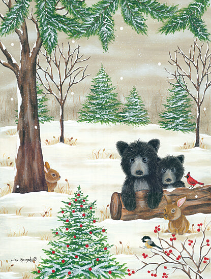 Lisa Kennedy KEN1103 - KEN1103 - Bears & Bunnies - 12x16 Christmas, Trees, Bunnies, Baby Bears, Cardinal, Snow from Penny Lane