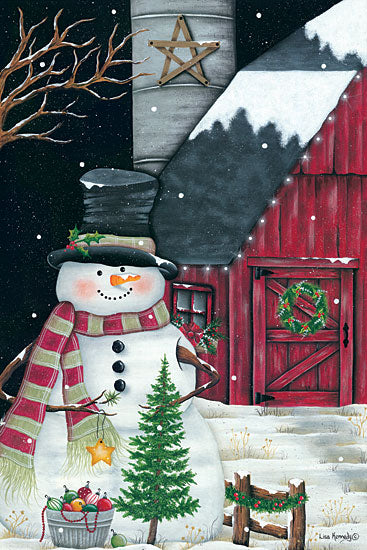 Lisa Kennedy KEN1149 - KEN1149 - Barn & Snowman - 12x18 Barn, Farm, Snowman, Holidays, Christmas, Barn Star, Ornaments, Decorations from Penny Lane