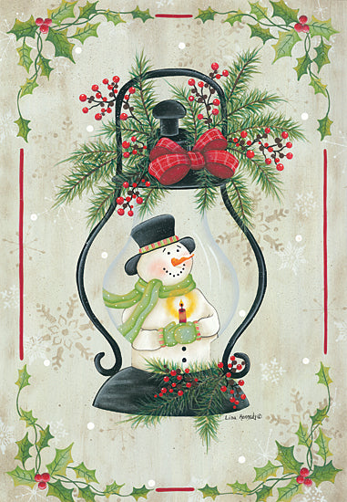 Lisa Kennedy KEN1154 - KEN1154 - Christmas Lantern - 12x18 Snowman, Lantern, Holly, Berries, Primitive, Old Fashioned, Christmas from Penny Lane