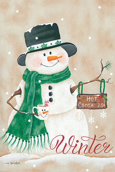 Lisa Kennedy KEN1157 - KEN1157 - Hot Chocolate Winter - 12x18 Snowman, Holidays, Christmas, Hot Chocolate, Winter from Penny Lane