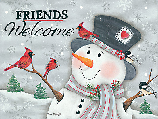 Lisa Kennedy KEN1160 - KEN1160 - Friends Welcome - 16x12 Friends Welcome, Snowman, Cardinals, Winter from Penny Lane