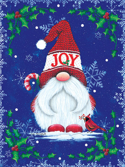 Lisa Kennedy KEN1163 - KEN1163 - Joy Gnome - 12x16 Joy Gnome, Gnome, Christmas, Holidays, Holly, Berries, Stocking Hat, Beard, Old Man, Cardinal, Sign from Penny Lane