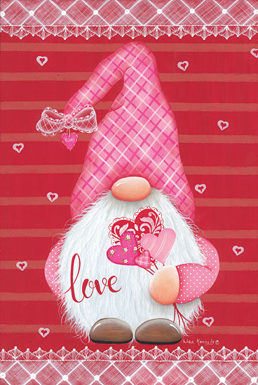 Lisa Kennedy KEN1165 - KEN1165 - Valentine Gnome - 12x18 Valentine Gnome, Gnome, Valentine's Day, Love, Hearts, Retro, Old Man from Penny Lane