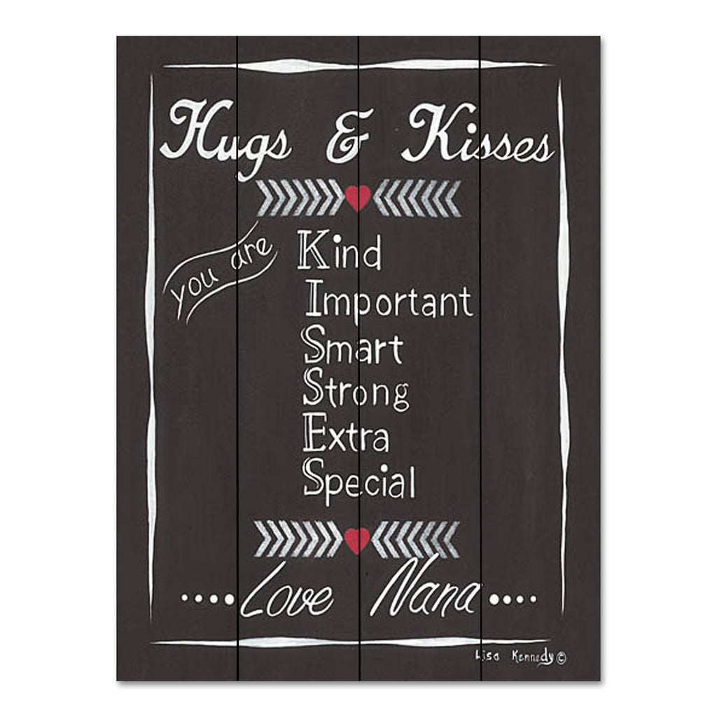 Lisa Kennedy KEN1230PAL - KEN1230PAL - Chalkboard Hugs & Kisses - 12x16 Typography, Grandma, Nana, Family, Chalkboard, Black & White, Signs from Penny Lane