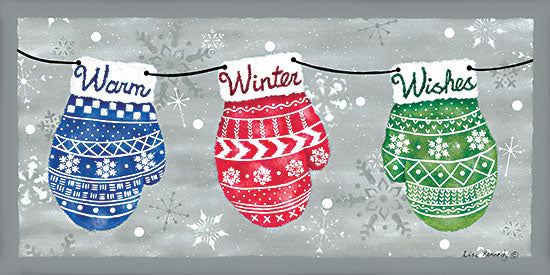 Lisa Kennedy KEN1267 - KEN1267 - Warm Winter Wishes - 18x9 Winter, Warm Winter Wishes, Typograph, Signs, Textual Art, Mittens, Snowflakes from Penny Lane