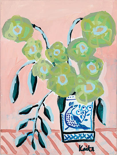 Kait Roberts KR172 - KR172 - Spring Green - 12x16 Blue & White Vase, Flowers, Green Flowers, Abstract from Penny Lane