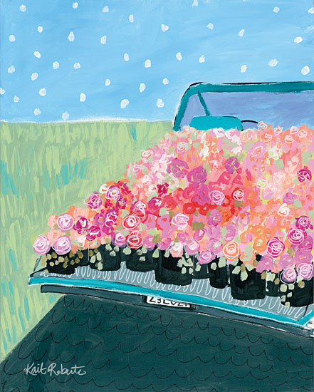 Kait Roberts KR307 - KR307 - I Don’t Belong in a Garden   - 12x16 Truck, Truck Bed, Poppies, Flowers, Pink Flowers, Abstract from Penny Lane