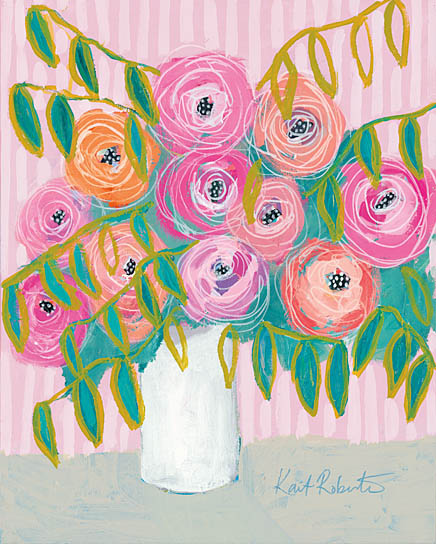 Kait Roberts KR402 - KR402 - Maxine's Best Blooms    - 16x20 Flowers, Vase, Bouquet, Abstract, Pink Flowers from Penny Lane