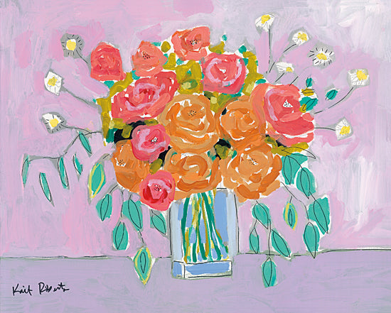 Kait Roberts KR451 - KR451 - Tea Roses on Lavender - 16x12 Roses, Vase, Lavender from Penny Lane