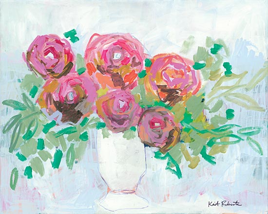 Kait Roberts KR504 - KR504 - A Hug in a Vase - 16x12 Flowers, Pink Flowers, Vase, White Vase, Abstract from Penny Lane