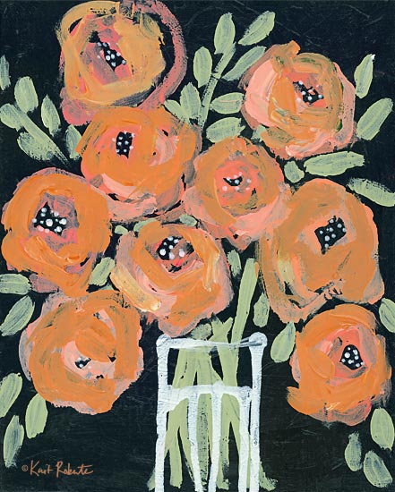 Kait Roberts KR508 - KR508 - Sweet as Can Be - 12x16 Flowers, Peach Flowers, Black Background, Abstract from Penny Lane