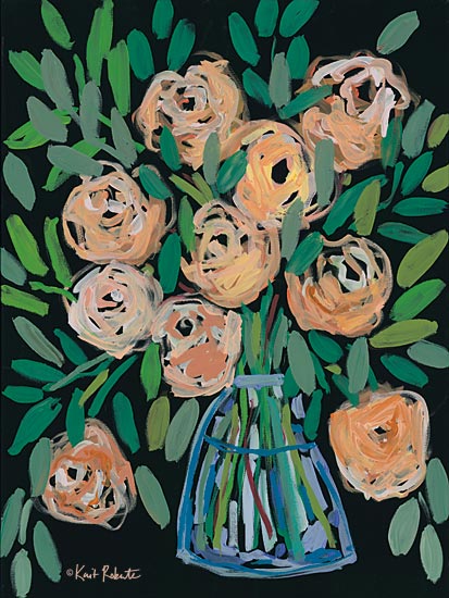 Kait Roberts KR510 - KR510 - Moon Garden in a Vase - 12x16 Flowers, Abstract, Clear Vase, Peach Flowers from Penny Lane