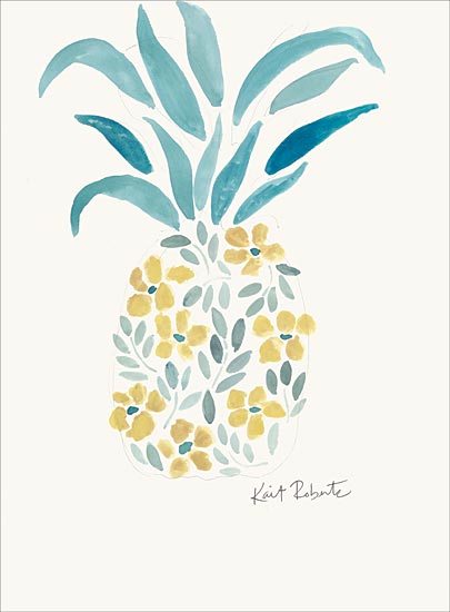 Kait Roberts KR517 - KR517 - Tropical Incentive - 12x16 Pineapple, Yellow Flowers, Abstract, Watercolor from Penny Lane