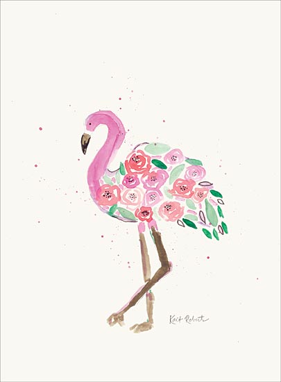 Kait Roberts KR519 - KR519 - Blooming Equals Becoming - 12x16 Flamingo, Flowers, Whimsical from Penny Lane